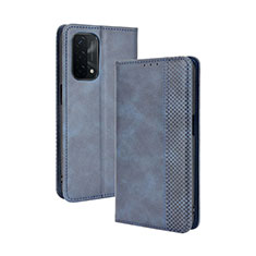 Custodia Portafoglio In Pelle Cover con Supporto BY4 per Oppo A74 5G Blu