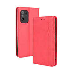 Custodia Portafoglio In Pelle Cover con Supporto BY4 per Oppo A95 5G Rosso