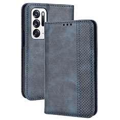 Custodia Portafoglio In Pelle Cover con Supporto BY4 per Oppo Find N 5G Blu