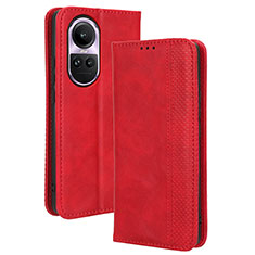 Custodia Portafoglio In Pelle Cover con Supporto BY4 per Oppo Reno10 5G Rosso