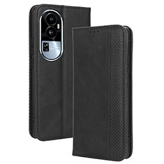 Custodia Portafoglio In Pelle Cover con Supporto BY4 per Oppo Reno10 Pro+ Plus 5G Nero