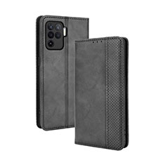 Custodia Portafoglio In Pelle Cover con Supporto BY4 per Oppo Reno5 Lite Nero