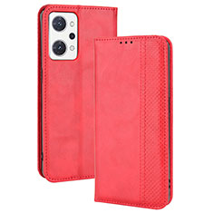 Custodia Portafoglio In Pelle Cover con Supporto BY4 per Oppo Reno7 A Rosso