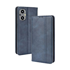 Custodia Portafoglio In Pelle Cover con Supporto BY4 per Oppo Reno7 Z 5G Blu