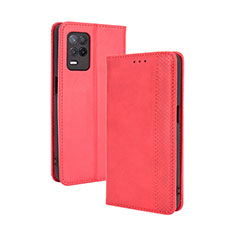 Custodia Portafoglio In Pelle Cover con Supporto BY4 per Realme 8 5G Rosso