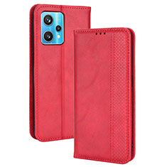 Custodia Portafoglio In Pelle Cover con Supporto BY4 per Realme 9 Pro 5G Rosso