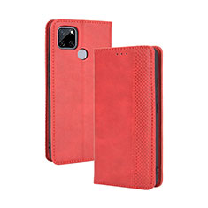 Custodia Portafoglio In Pelle Cover con Supporto BY4 per Realme C25S Rosso