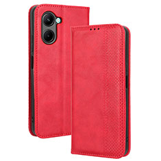 Custodia Portafoglio In Pelle Cover con Supporto BY4 per Realme C33 Rosso