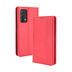 Custodia Portafoglio In Pelle Cover con Supporto BY4 per Realme GT Master 5G Rosso