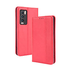 Custodia Portafoglio In Pelle Cover con Supporto BY4 per Realme GT Master Explorer 5G Rosso