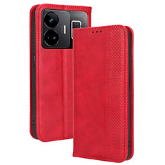 Custodia Portafoglio In Pelle Cover con Supporto BY4 per Realme GT Neo6 5G Rosso