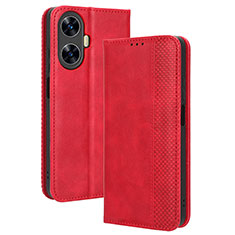 Custodia Portafoglio In Pelle Cover con Supporto BY4 per Realme Narzo N55 Rosso