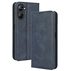 Custodia Portafoglio In Pelle Cover con Supporto BY4 per Realme V30t 5G Blu