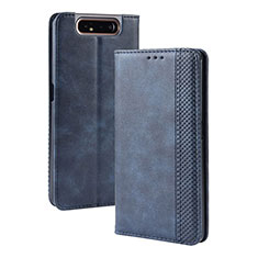 Custodia Portafoglio In Pelle Cover con Supporto BY4 per Samsung Galaxy A80 Blu