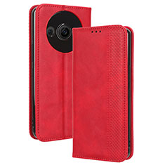 Custodia Portafoglio In Pelle Cover con Supporto BY4 per Sharp Aquos R8s Pro Rosso