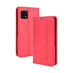 Custodia Portafoglio In Pelle Cover con Supporto BY4 per Sharp Aquos Sense6 Rosso