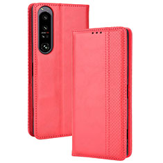 Custodia Portafoglio In Pelle Cover con Supporto BY4 per Sony Xperia 1 IV Rosso