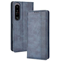 Custodia Portafoglio In Pelle Cover con Supporto BY4 per Sony Xperia 1 IV SO-51C Blu