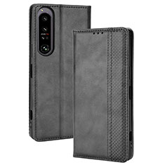 Custodia Portafoglio In Pelle Cover con Supporto BY4 per Sony Xperia 1 IV SO-51C Nero