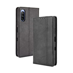 Custodia Portafoglio In Pelle Cover con Supporto BY4 per Sony Xperia 10 III SOG04 Nero