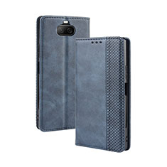 Custodia Portafoglio In Pelle Cover con Supporto BY4 per Sony Xperia 8 Blu