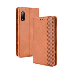 Custodia Portafoglio In Pelle Cover con Supporto BY4 per Sony Xperia Ace II SO-41B Marrone