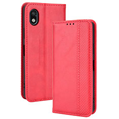 Custodia Portafoglio In Pelle Cover con Supporto BY4 per Sony Xperia Ace III SO-53C Rosso