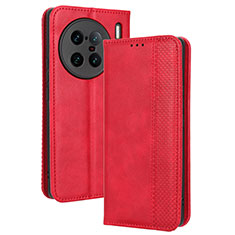 Custodia Portafoglio In Pelle Cover con Supporto BY4 per Vivo X90 Pro+ Plus 5G Rosso