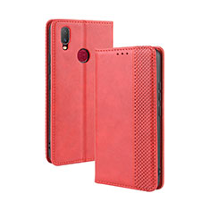 Custodia Portafoglio In Pelle Cover con Supporto BY4 per Vivo Y17 Rosso