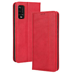 Custodia Portafoglio In Pelle Cover con Supporto BY4 per Wiko Power U10 Rosso