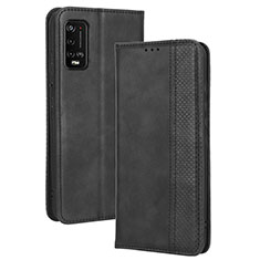 Custodia Portafoglio In Pelle Cover con Supporto BY4 per Wiko Power U20 Nero