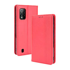 Custodia Portafoglio In Pelle Cover con Supporto BY4 per Wiko Ride 3 Rosso