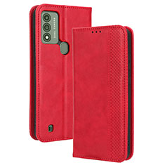 Custodia Portafoglio In Pelle Cover con Supporto BY4 per Wiko Voix Rosso