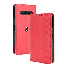 Custodia Portafoglio In Pelle Cover con Supporto BY4 per Xiaomi Black Shark 4 5G Rosso