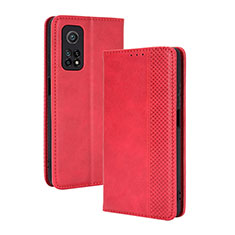 Custodia Portafoglio In Pelle Cover con Supporto BY4 per Xiaomi Mi 10T 5G Rosso