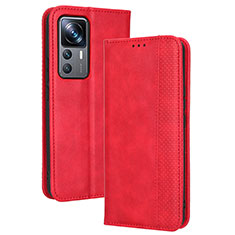 Custodia Portafoglio In Pelle Cover con Supporto BY4 per Xiaomi Mi 12T 5G Rosso