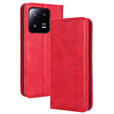 Custodia Portafoglio In Pelle Cover con Supporto BY4 per Xiaomi Mi 13 Pro 5G Rosso