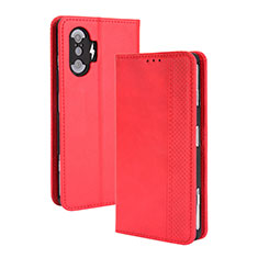 Custodia Portafoglio In Pelle Cover con Supporto BY4 per Xiaomi Poco F3 GT 5G Rosso