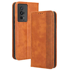 Custodia Portafoglio In Pelle Cover con Supporto BY4 per Xiaomi Poco F5 Pro 5G Marrone