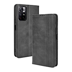 Custodia Portafoglio In Pelle Cover con Supporto BY4 per Xiaomi Poco M4 Pro 5G Nero