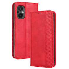 Custodia Portafoglio In Pelle Cover con Supporto BY4 per Xiaomi Poco M5 4G Rosso