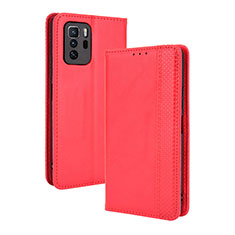 Custodia Portafoglio In Pelle Cover con Supporto BY4 per Xiaomi Poco X3 GT 5G Rosso