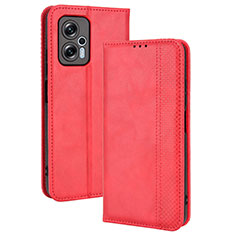 Custodia Portafoglio In Pelle Cover con Supporto BY4 per Xiaomi Poco X4 GT 5G Rosso