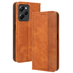 Custodia Portafoglio In Pelle Cover con Supporto BY4 per Xiaomi Poco X5 Pro 5G Marrone