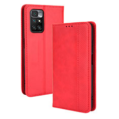 Custodia Portafoglio In Pelle Cover con Supporto BY4 per Xiaomi Redmi 10 (2022) Rosso