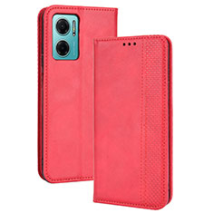 Custodia Portafoglio In Pelle Cover con Supporto BY4 per Xiaomi Redmi 10 5G Rosso