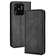 Custodia Portafoglio In Pelle Cover con Supporto BY4 per Xiaomi Redmi 10 India Nero