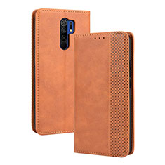 Custodia Portafoglio In Pelle Cover con Supporto BY4 per Xiaomi Redmi 9 Marrone