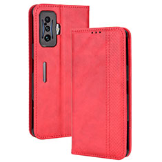 Custodia Portafoglio In Pelle Cover con Supporto BY4 per Xiaomi Redmi K50 Gaming AMG F1 5G Rosso