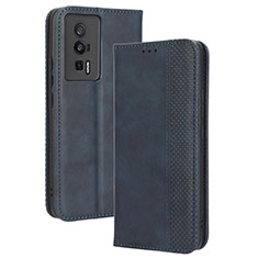 Custodia Portafoglio In Pelle Cover con Supporto BY4 per Xiaomi Redmi K60 5G Blu